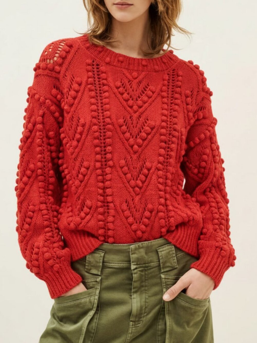 Vintage Women's Red Crew Neck Sweater Size M/L